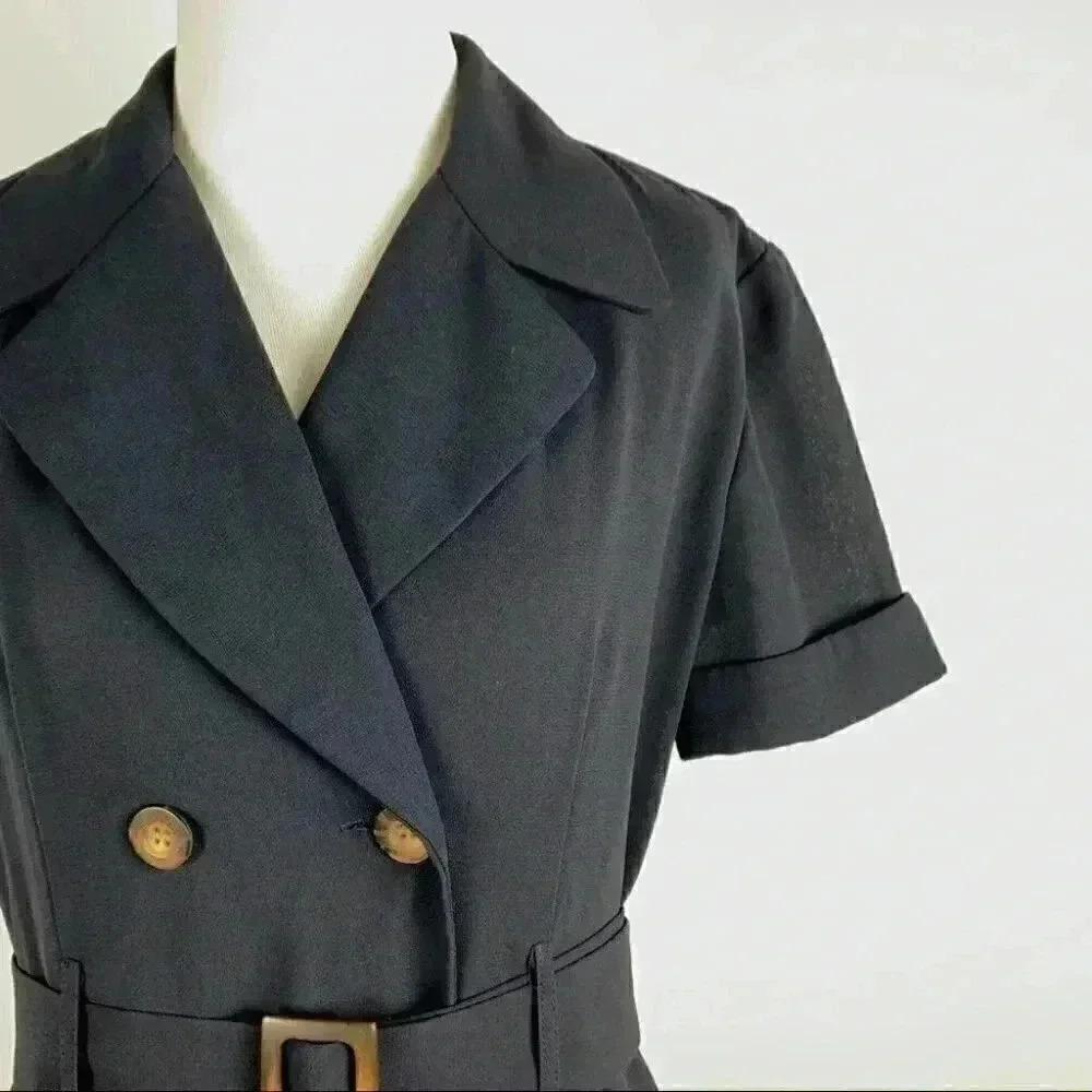 Laundry by Shelli Segal dress size 4 navy blue double breasted vintage 80s 90s - Picture 2 of 9